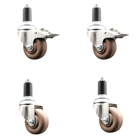 Service Caster 3.5 Inch 316SS High Temp Glass Filled Nylon 1-1/4 Inch Stem Caster Brake, 2PK SS316TTLEX20S3514-GFNSHT-2-S-2-114